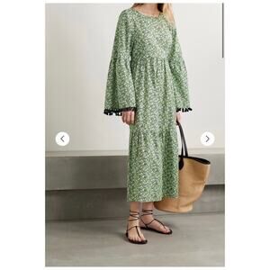 NWT MARYSIA Garden tiered tasseled floral-print organic cotton midi dress